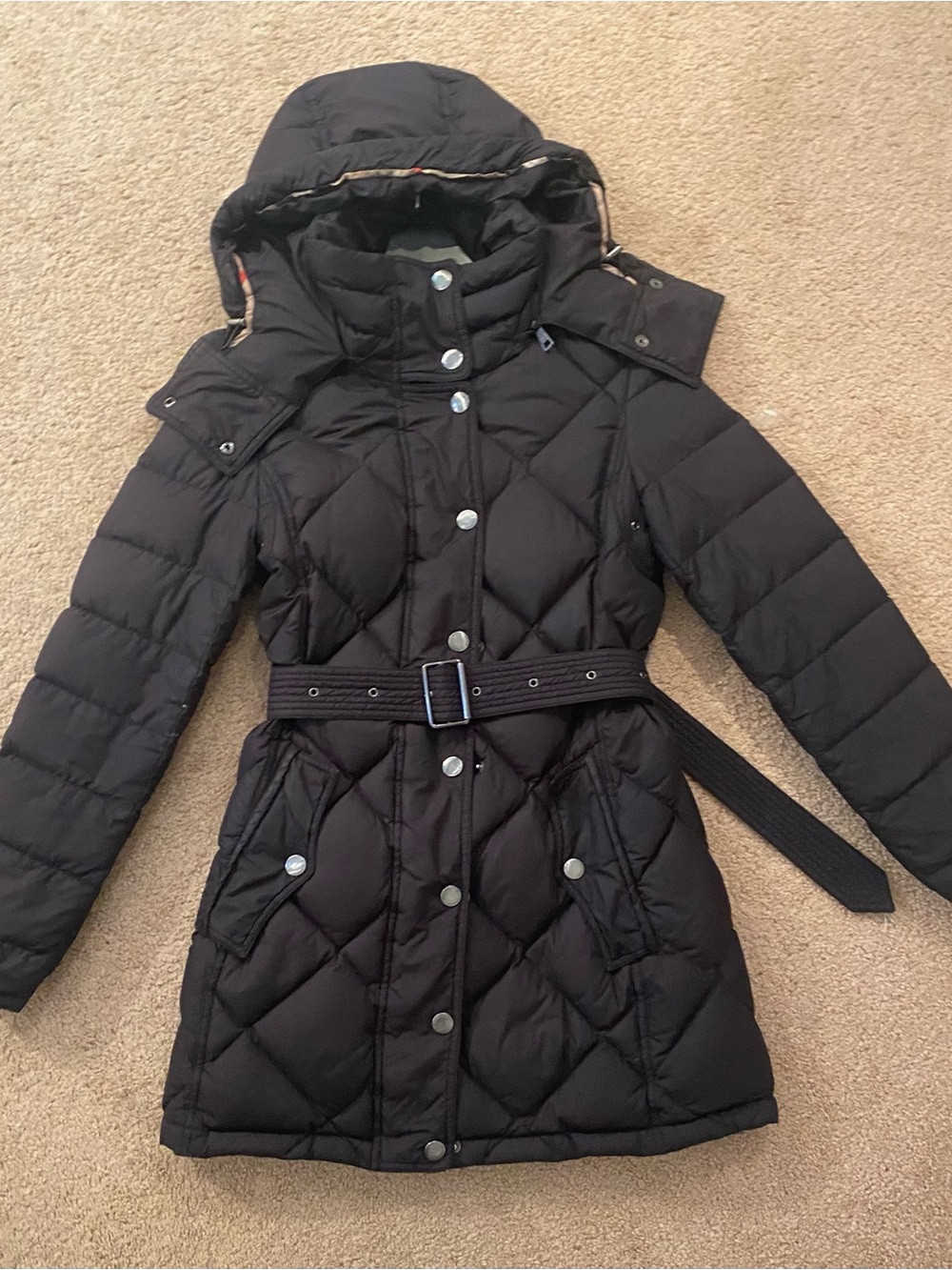 Burberry Black Quilted Belted Puffer Coat